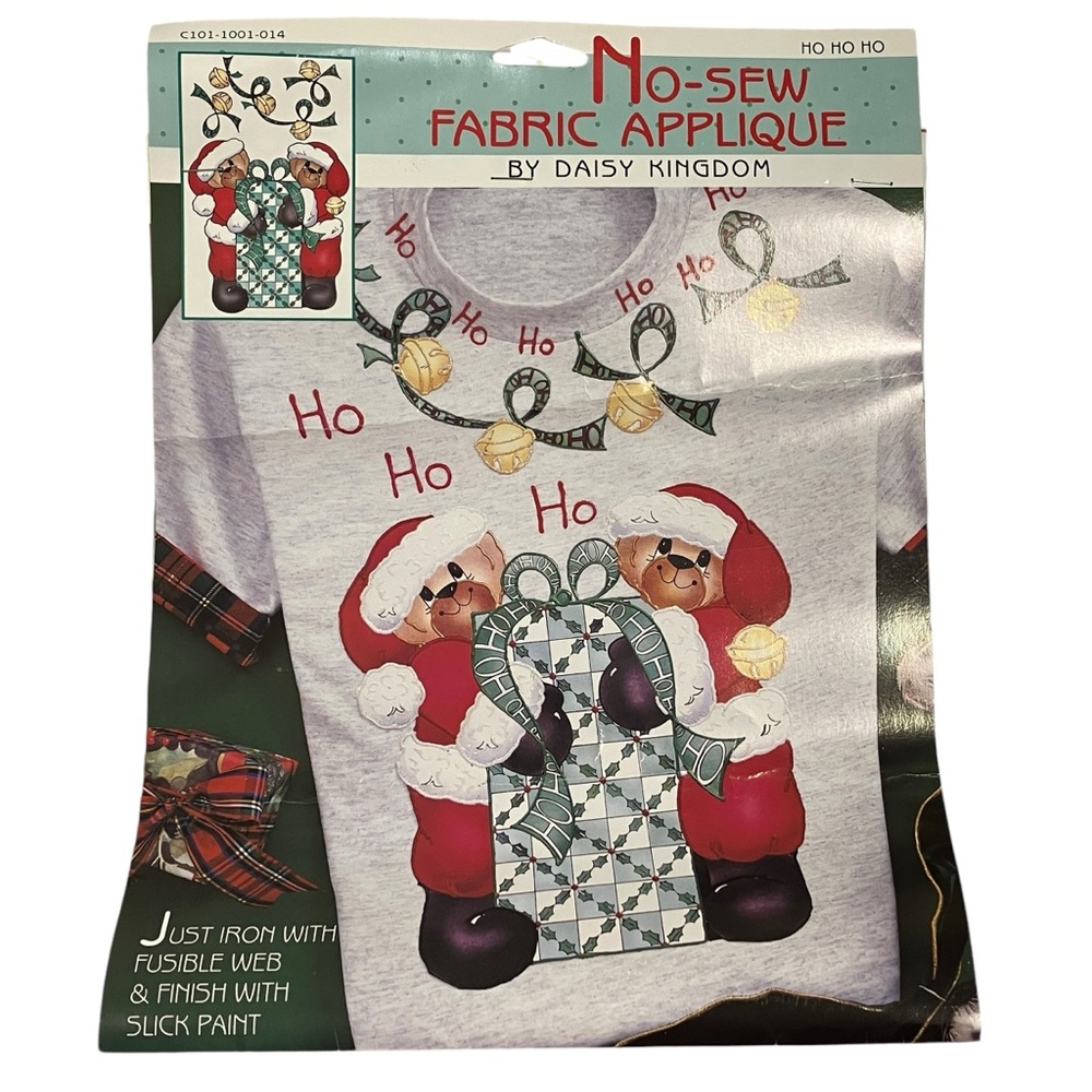 Daisy Kingdom No-Sew Fabric Applique Santa Bears Ho Ho Ho C101-1001-014 NEW